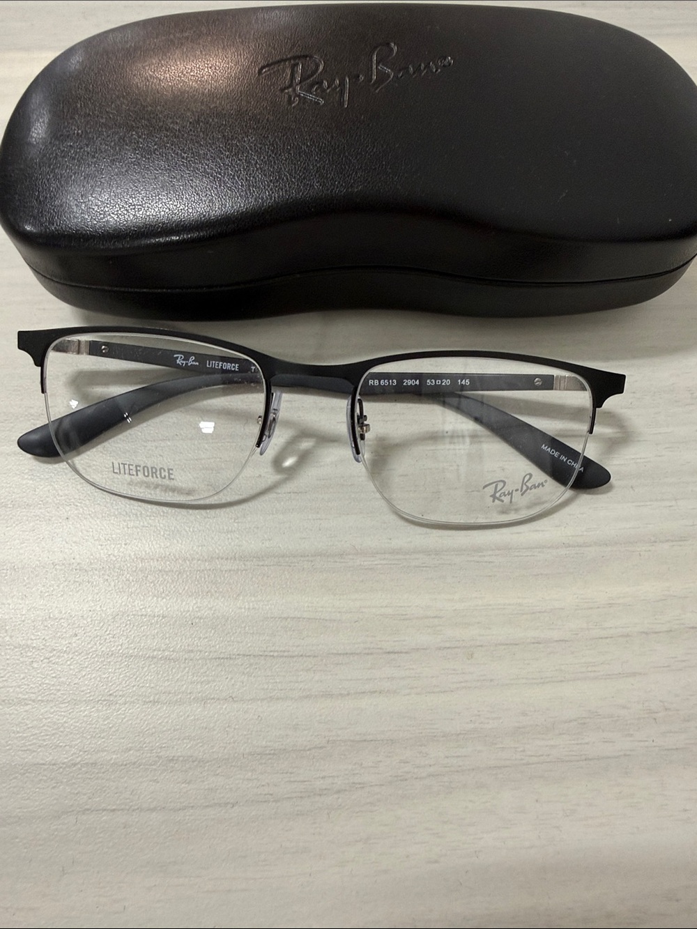 Ray-Ban RB6513 Liteforce Semi-Rimless Glasses in Black and Silver